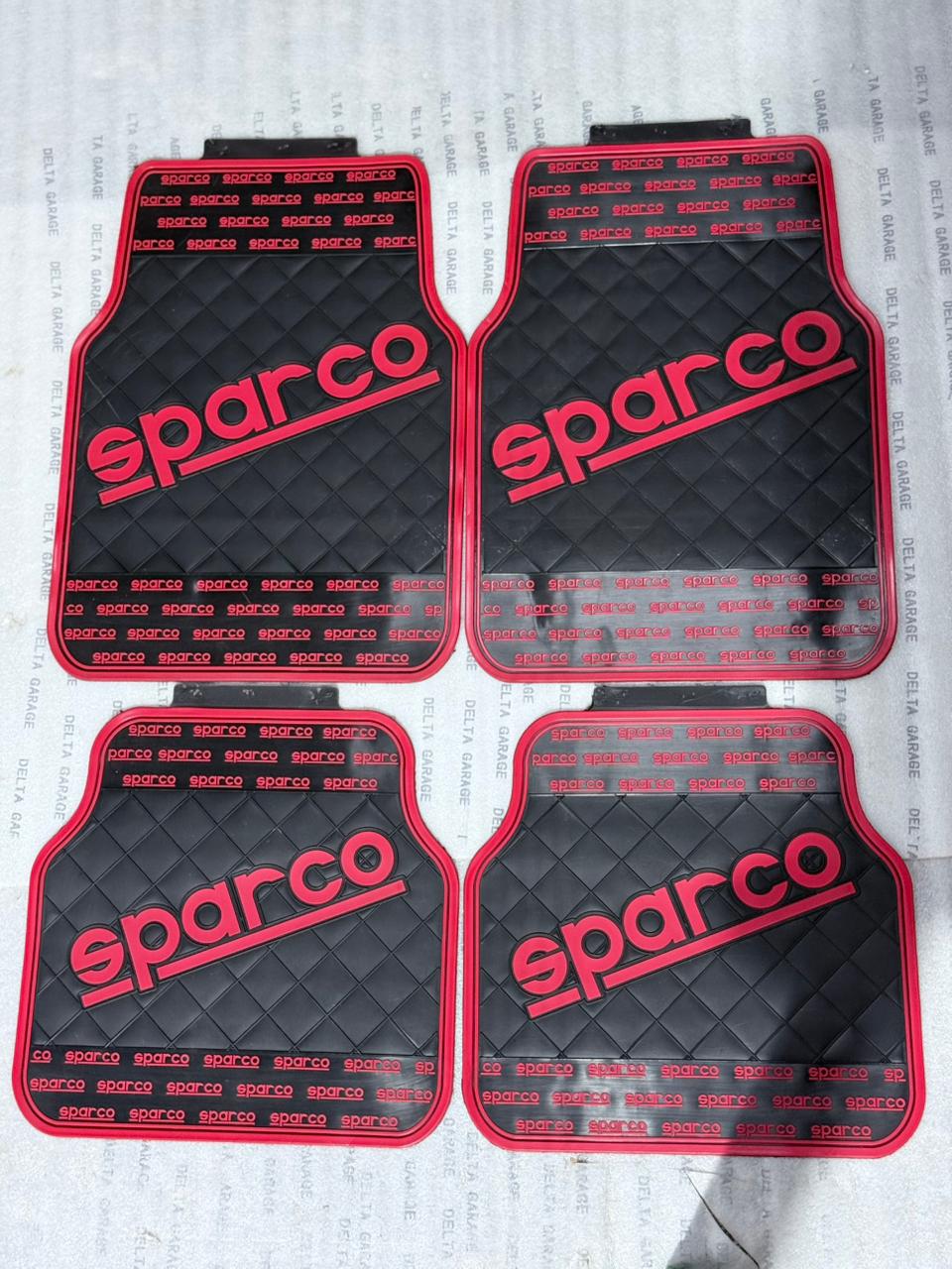  Sparco Black Rubber Car Floor Mats with red Stripe 