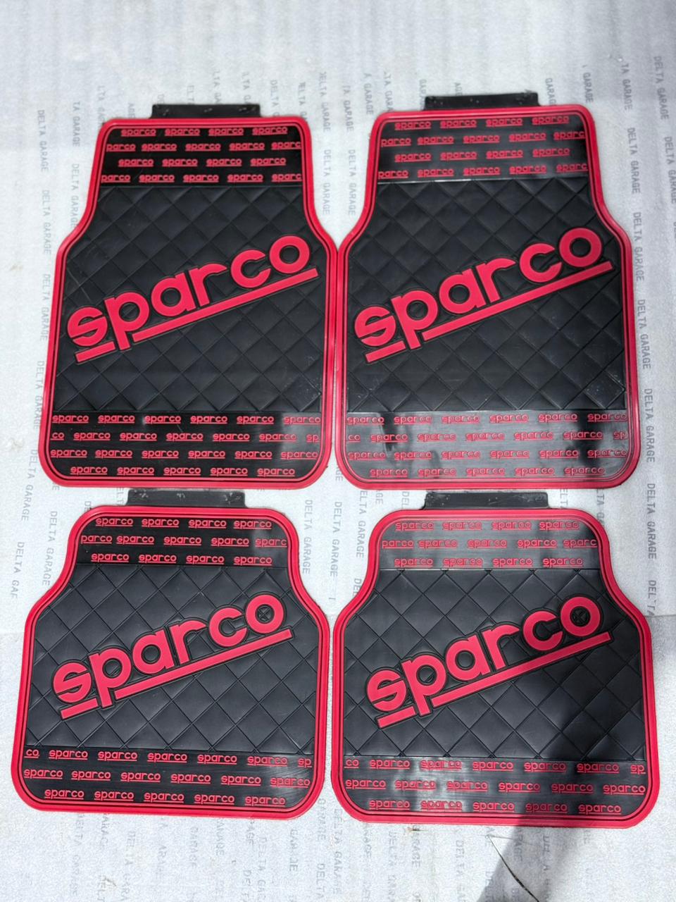  Sparco Black Rubber Car Floor Mats with red Stripe 
