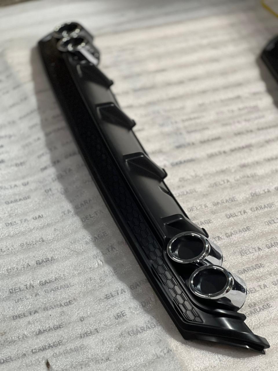 Full Matte Black Rear Diffuser with Quad Chrome Exhaust Tips 