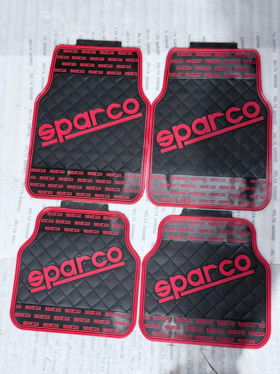  Sparco Black Rubber Car Floor Mats with red Stripe 