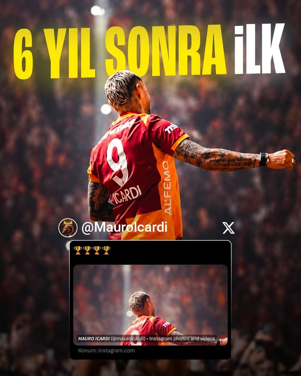 Icardi'den 6 yıl sonra X paylaşımı: Galatasaray'a duygusal veda mesajı mı? 👀💛❤️
