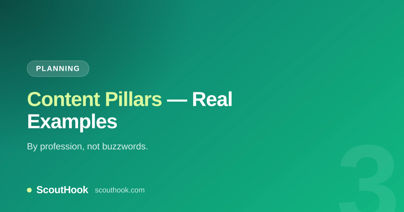 Content pillars examples by profession — ScoutHook