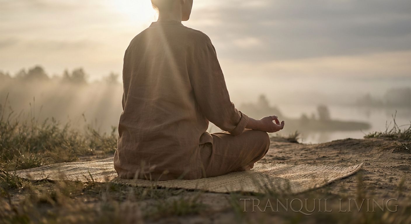 A tranquil scene representing the art of stillness and meditation