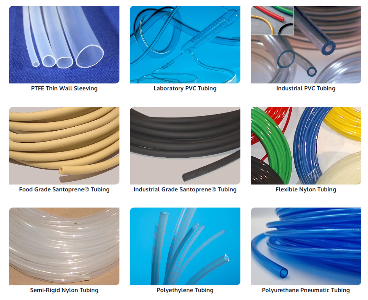 Different types of tubes