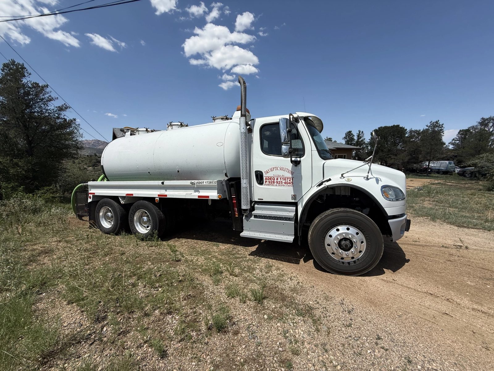 D&S Septic Solutions branded septic pumping truck