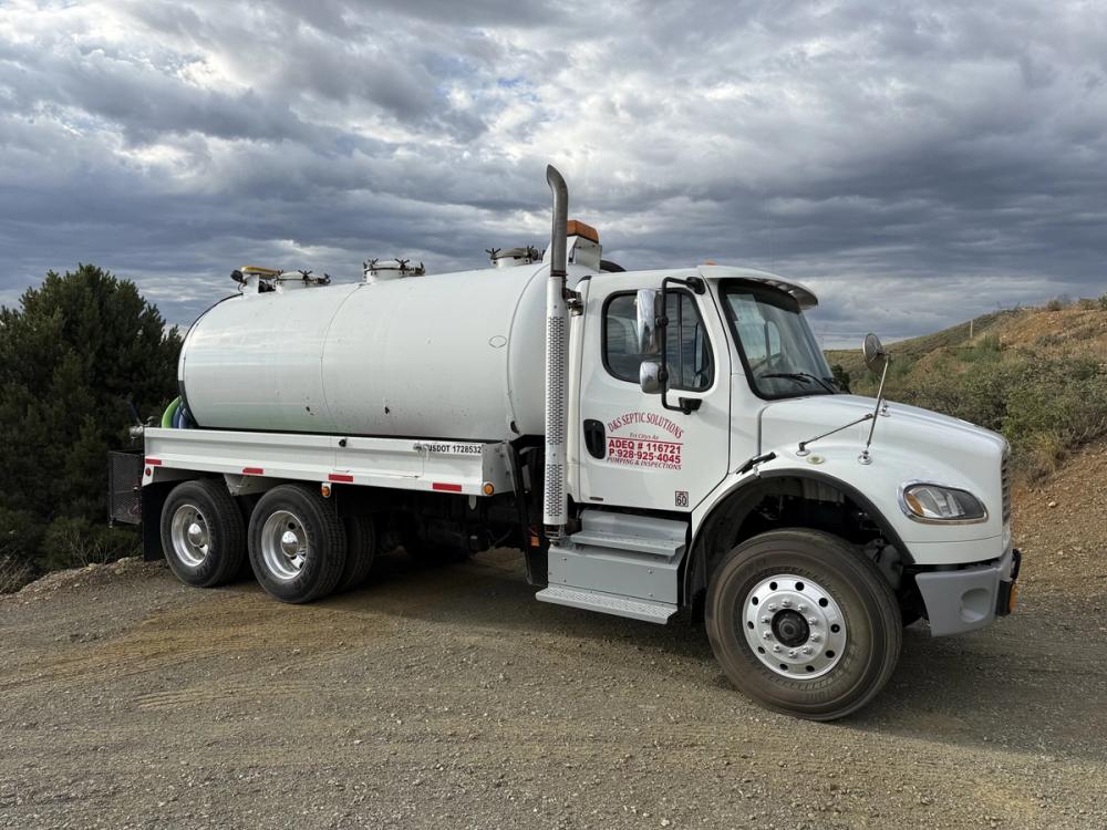 D&S Septic Solutions branded septic pumping truck