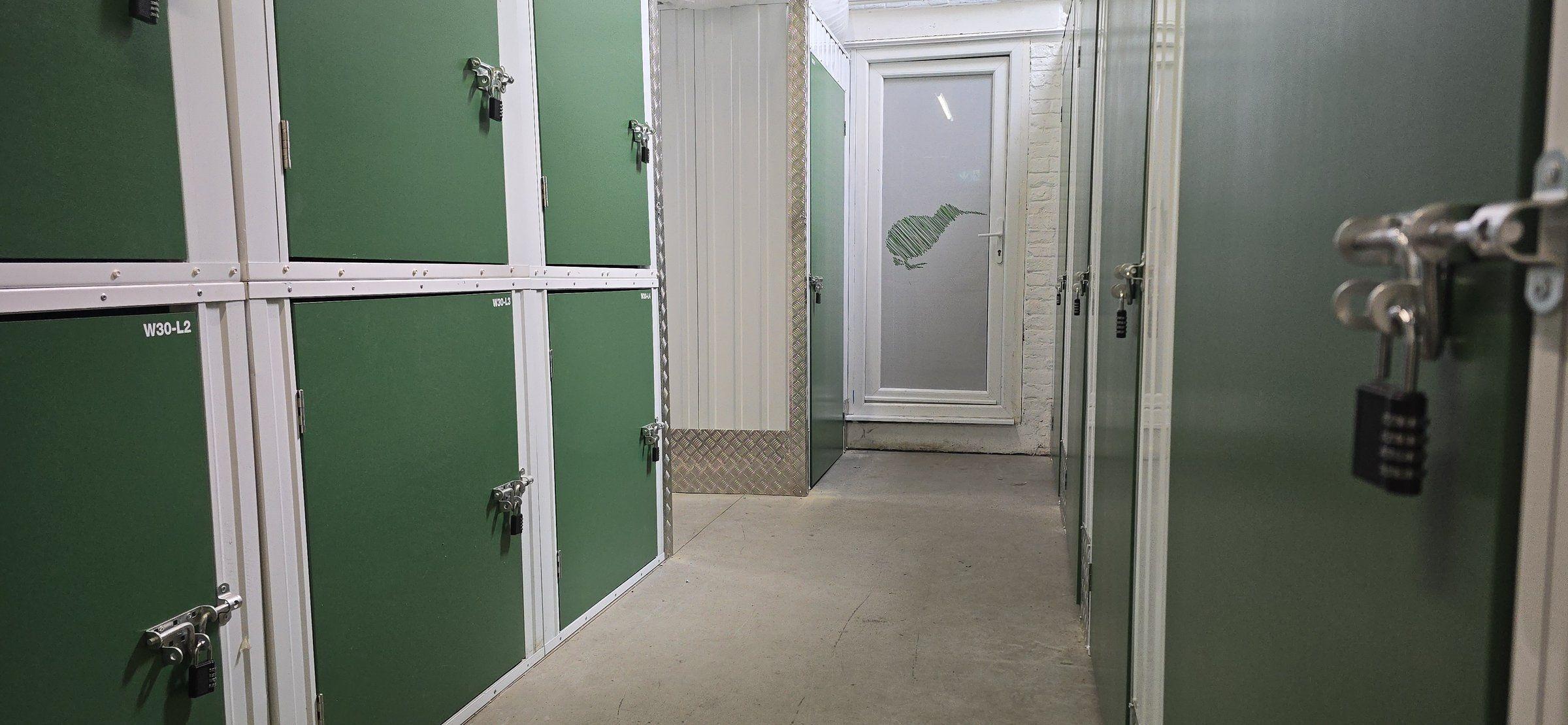 Storage lockers inside Kiwi Storage Wandsworth, Royal Victoria Patriotic Building SW18