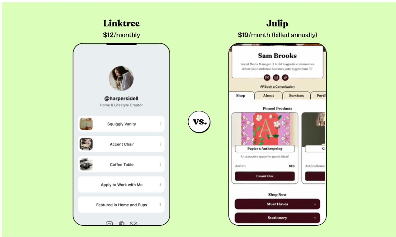 Stan Store vs Linktree vs Julip