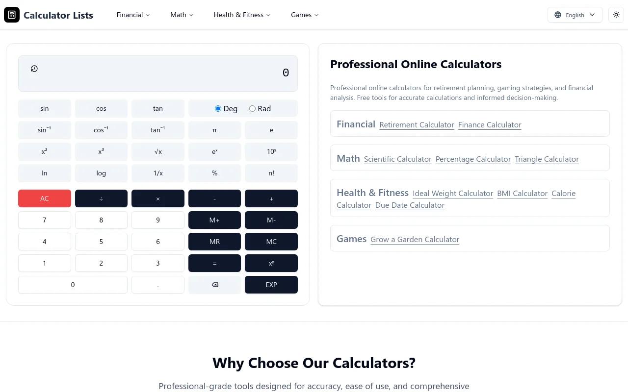 Calculator Lists