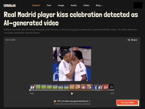 image of isFake.ai — AI Video Detector