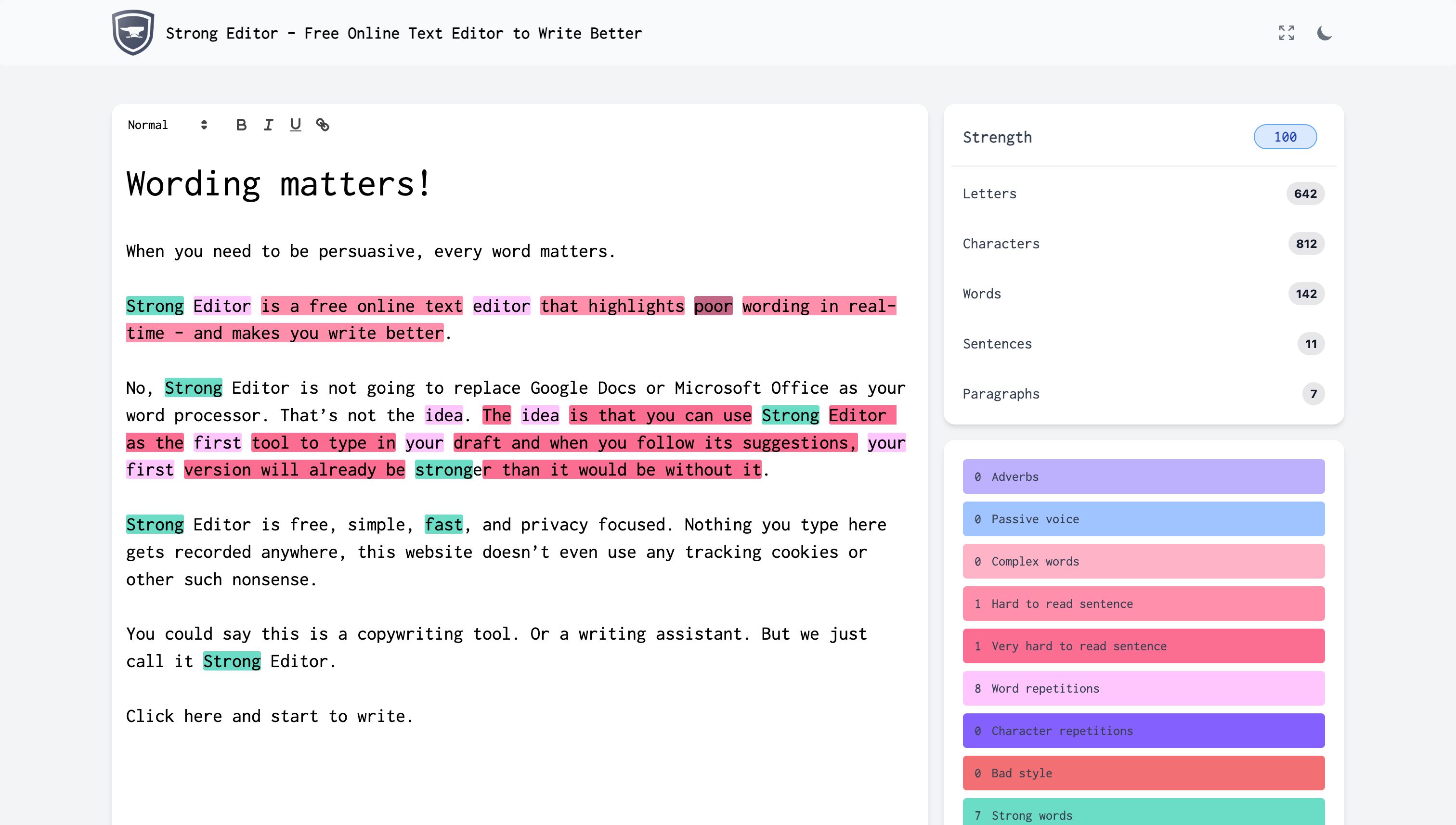 Strong Editor