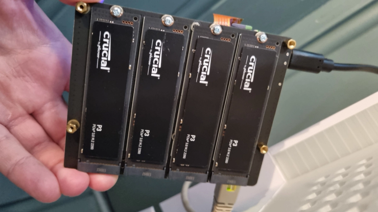 Four 1 TB Crucial P3 NVMe drives on a X1011 board