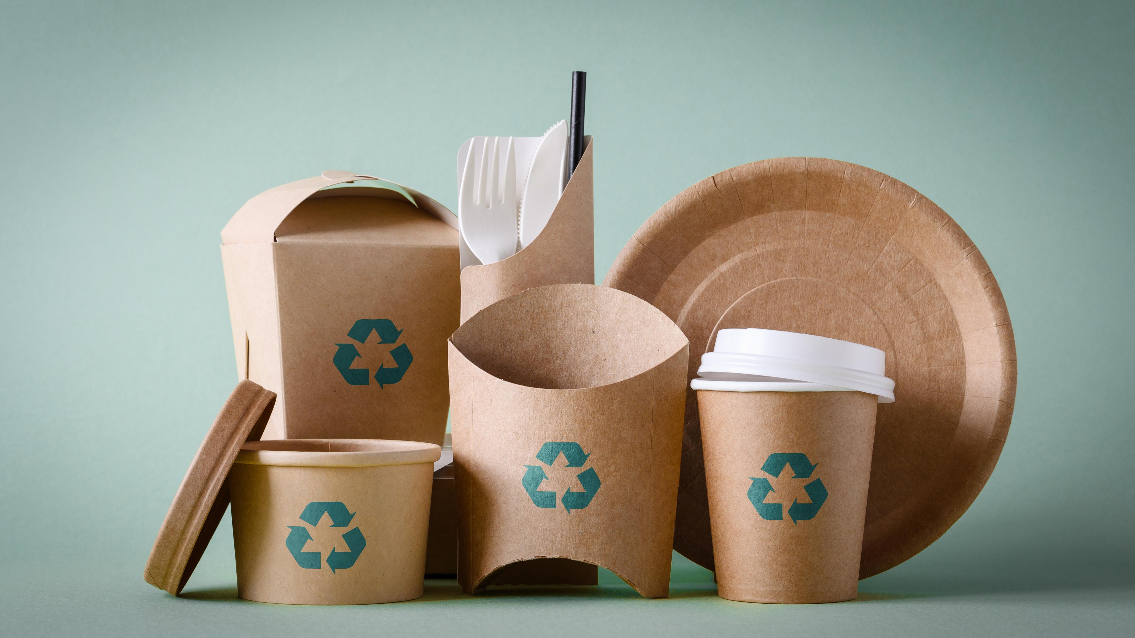Recycled Paper bags, cups and plates