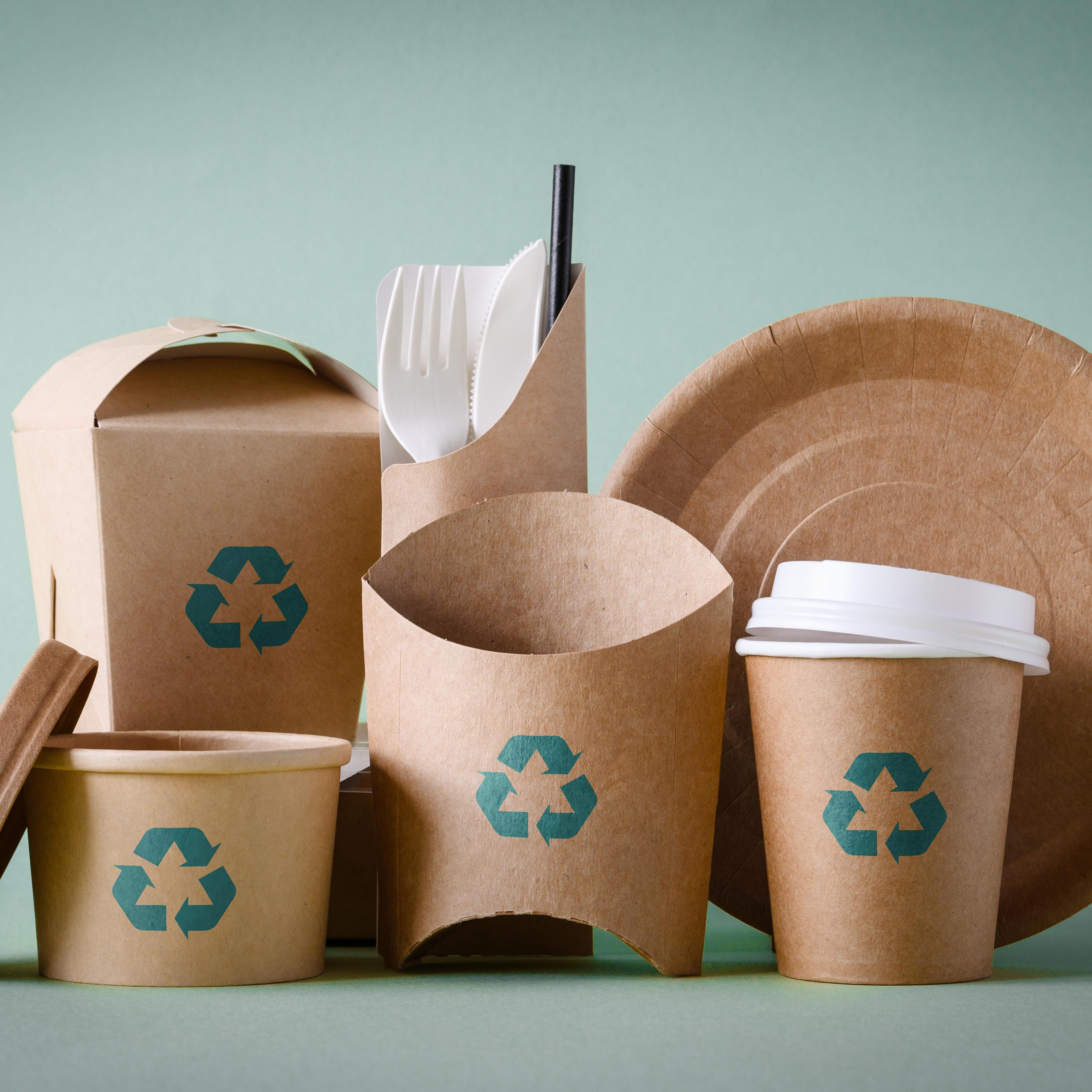 Recycled Paper bags, cups and plates