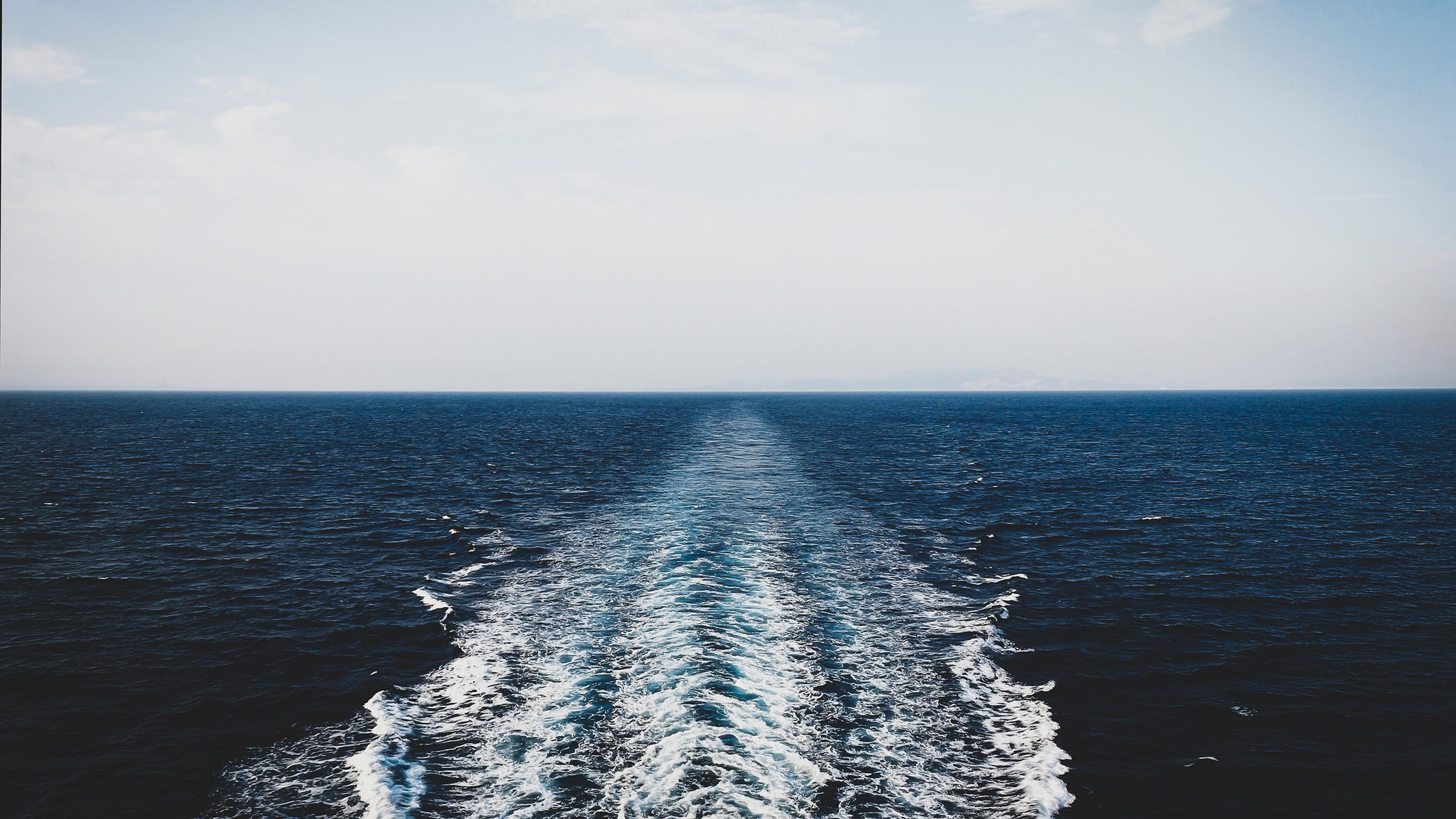 Ocean with waves from a boat