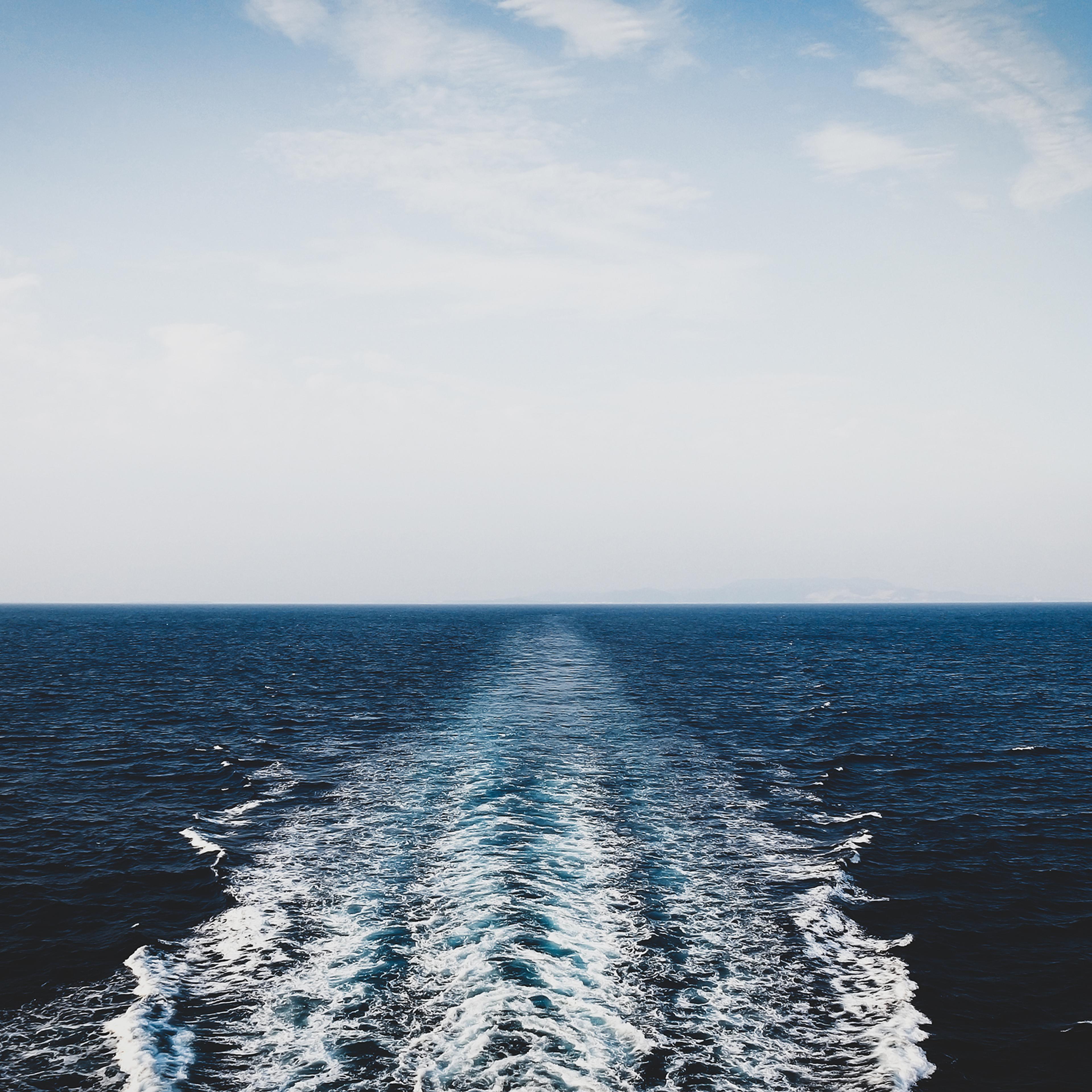 Ocean with waves from a boat