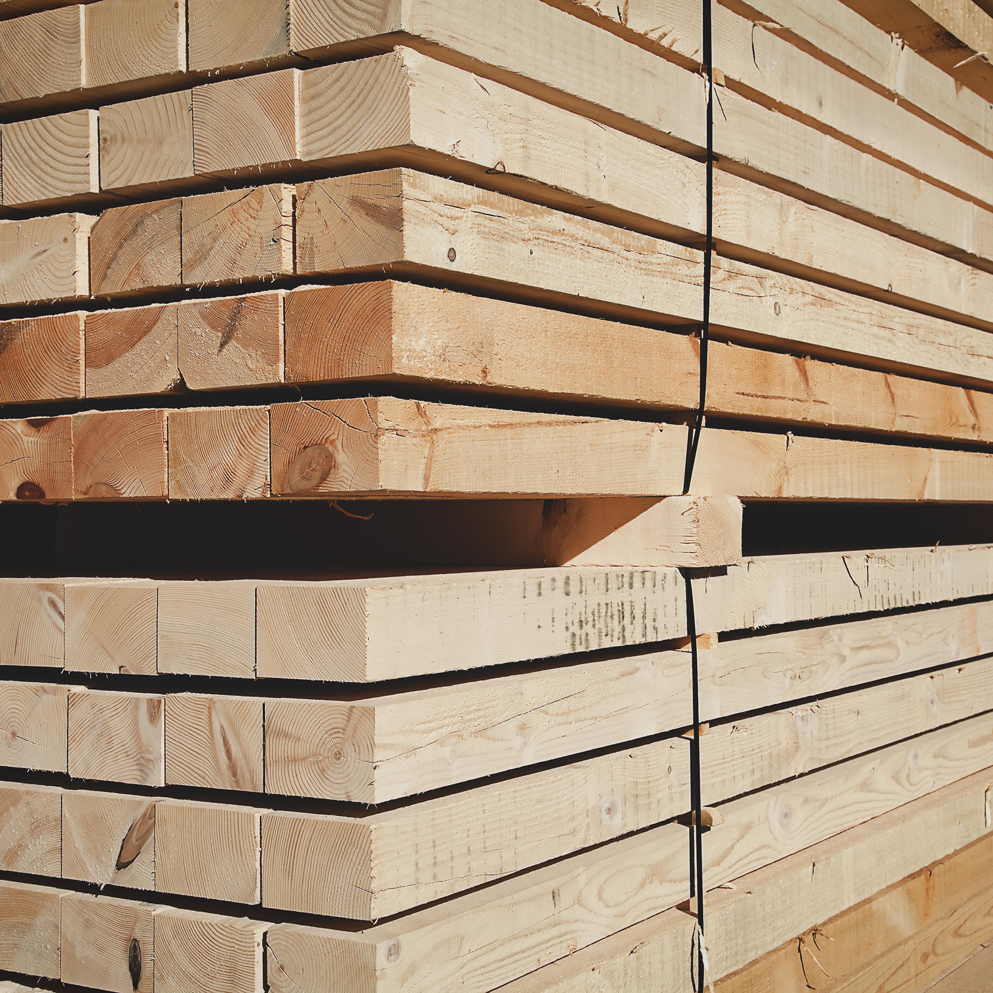 Stack of new wooden studs