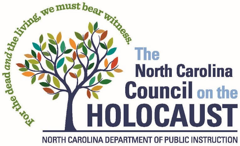 Image of tree with multicolor leaves and the text North Carolina Council on the Holocaust - North Carolina Department of Instruction