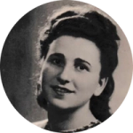 Young woman in 1940s era clothing