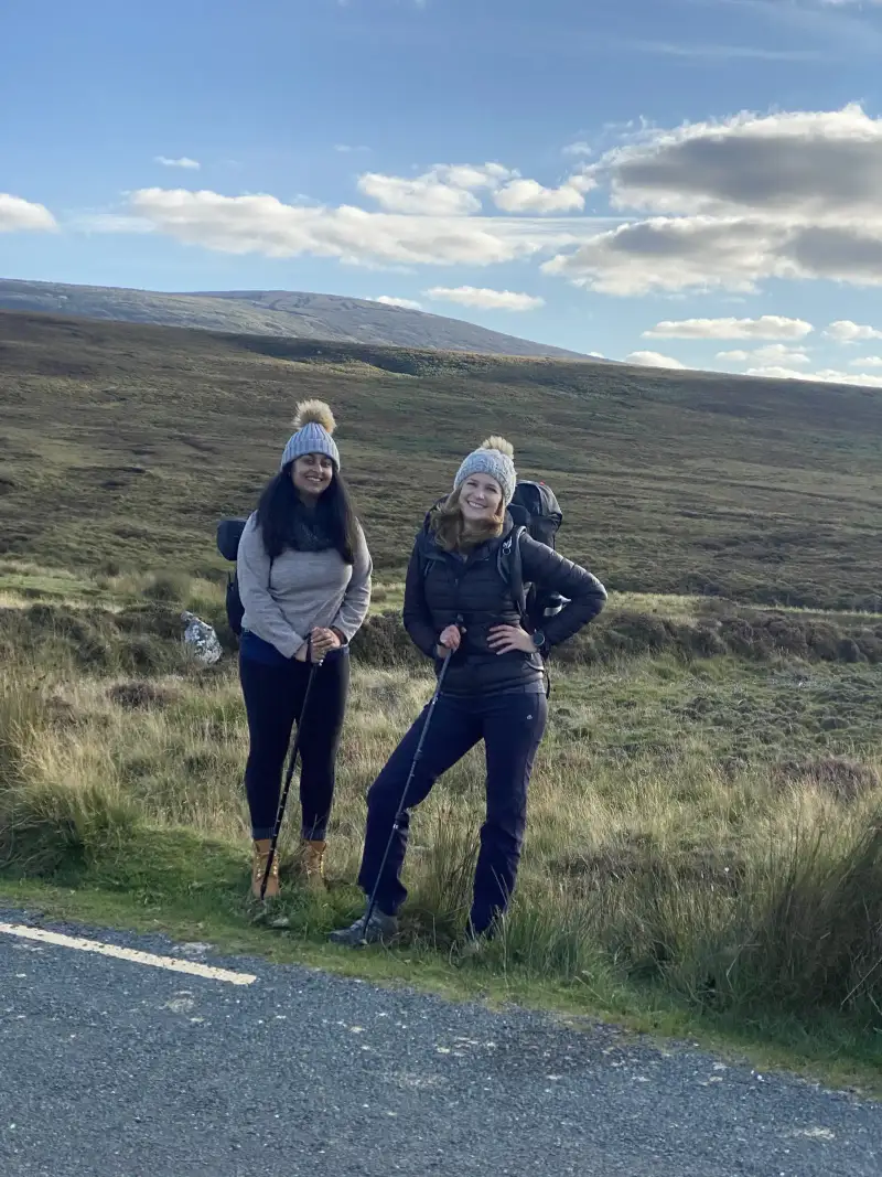 Talent on location on a windswept Celtic hillside