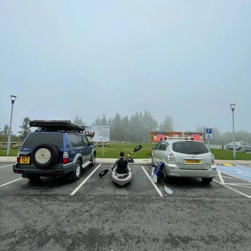 Behind the scenes: practising kayak technique in the car park