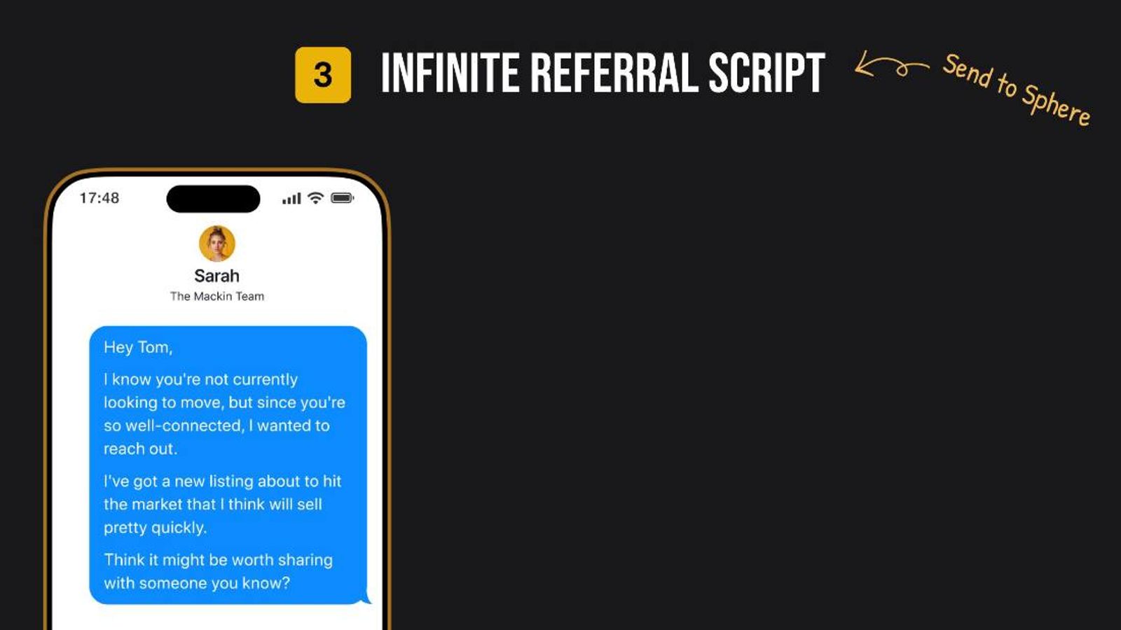 The infinite referral script as a text message