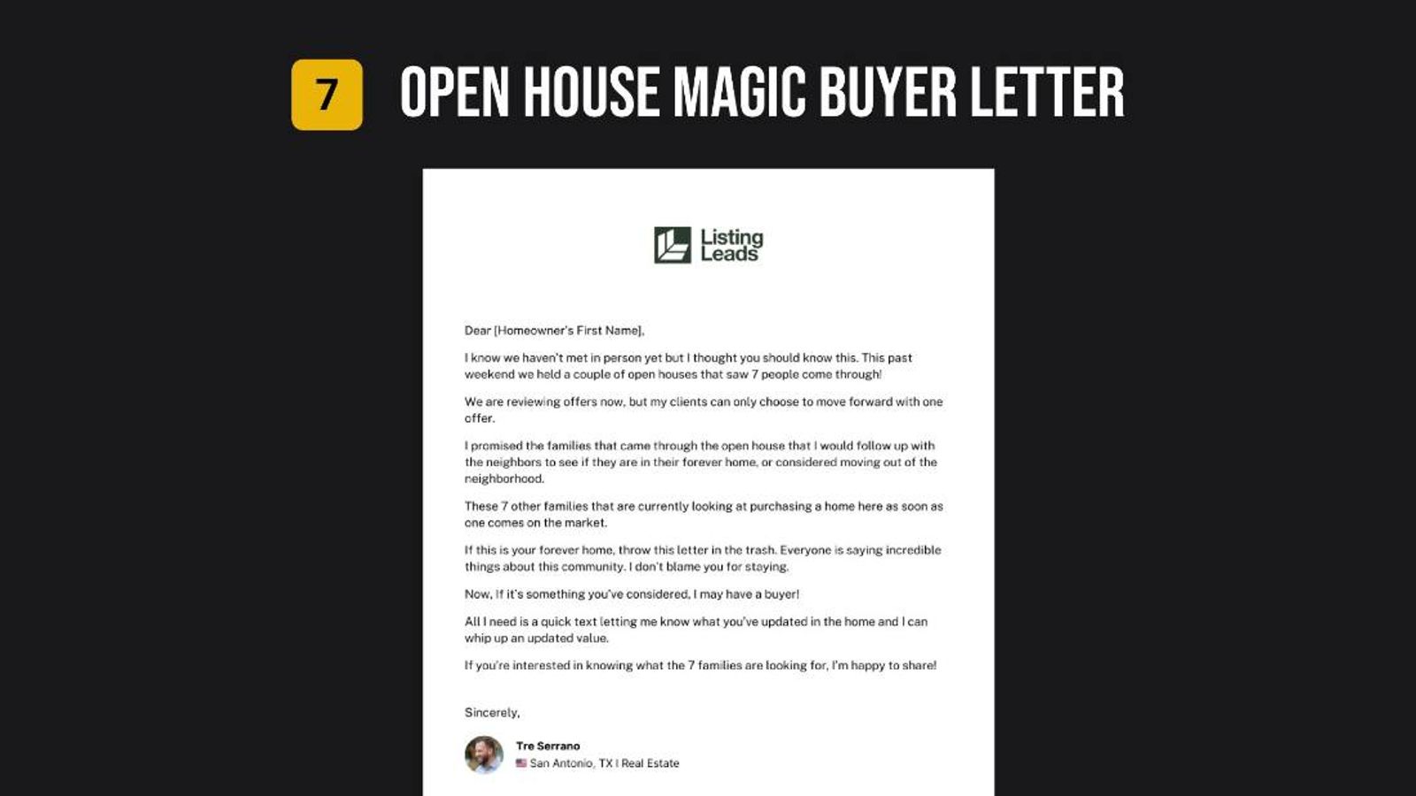 The open house magic buyer letter