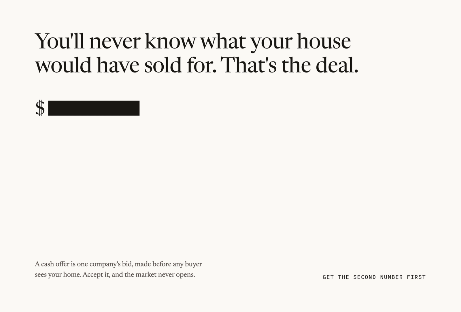 Mail front. The redacted deal: accept the offer and the market never opens.