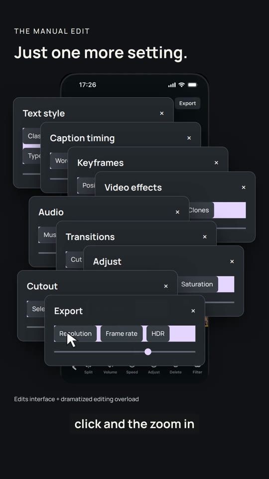 Cursor actions build the pile of editing options.