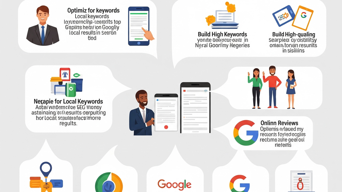 Map of Lagos with pins indicating local business locations, overlaid with search bar and magnifying glass icon.