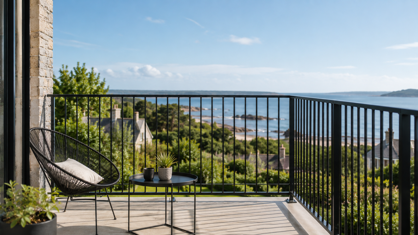 Garde-corps métallique installé sur un balcon en Bretagne