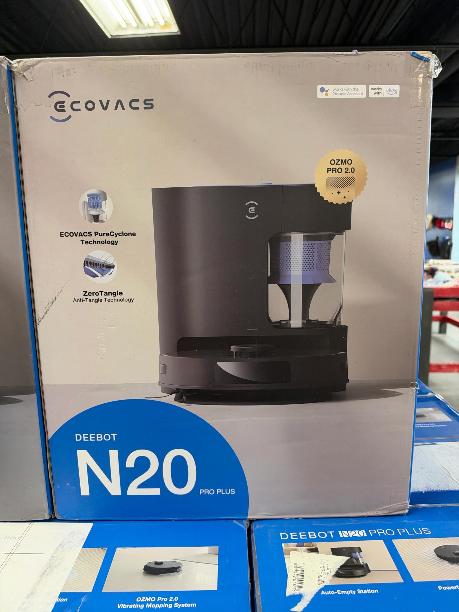 ⁠Retail box of Ecovacs Deebot N20 Pro Plus robot vacuum and mop⁠