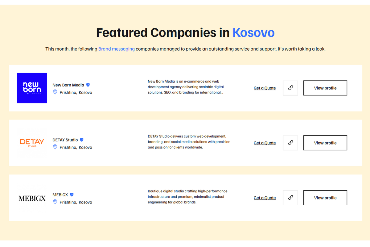 MEBIGX ranked as a top 3 digital agency in Kosovo on TechBehemoths