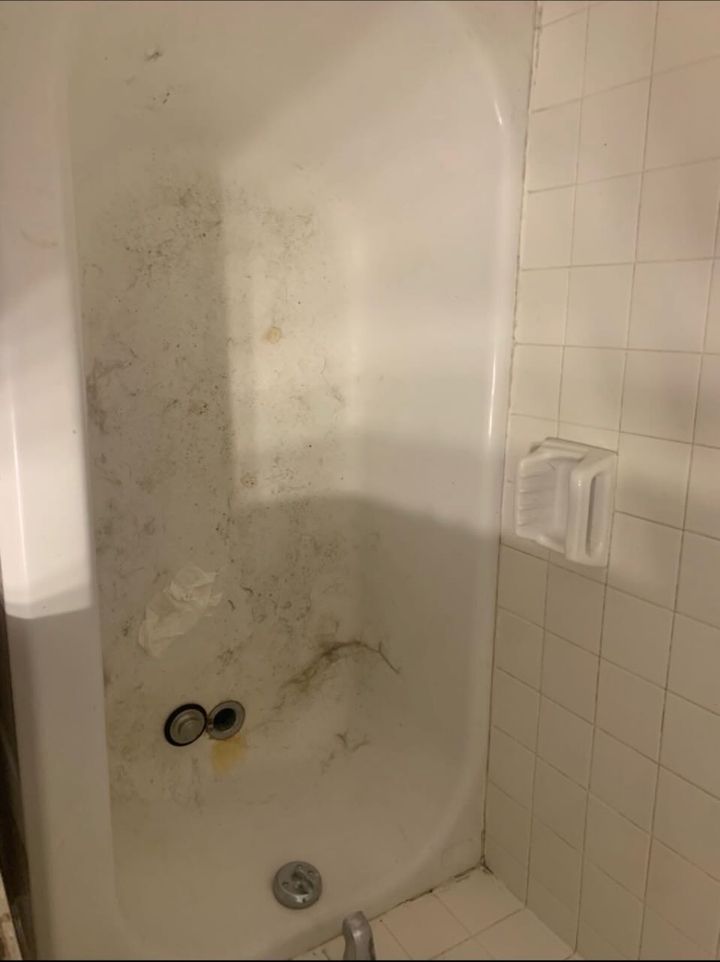 Shower before JNC cleaning — client home, Lynchburg area