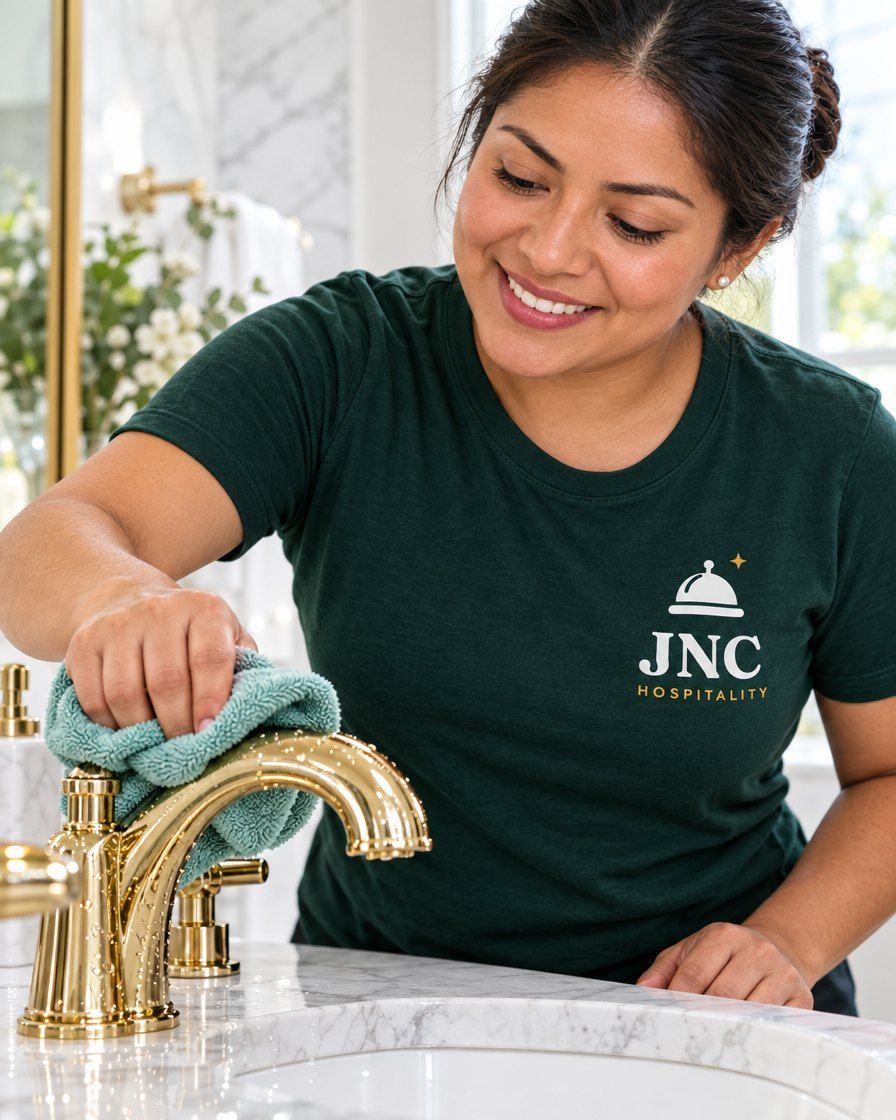 Polished chrome faucet in a freshly cleaned kitchen