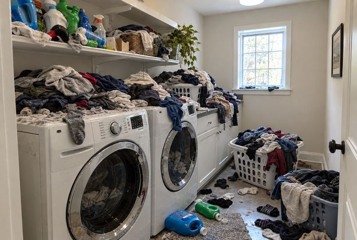 Example laundry room before cleaning (illustrative)