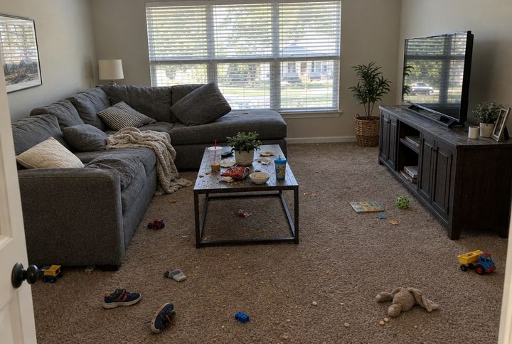 Example living room before cleaning (illustrative)