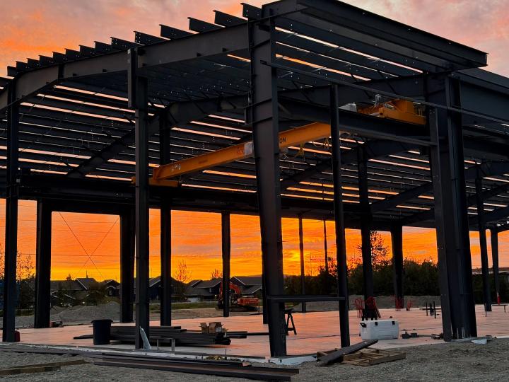 Large truck garage with steel framing