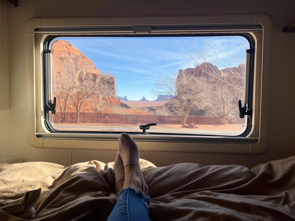 Campervan with national park view