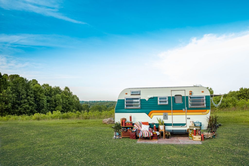 Cool camper in the woods