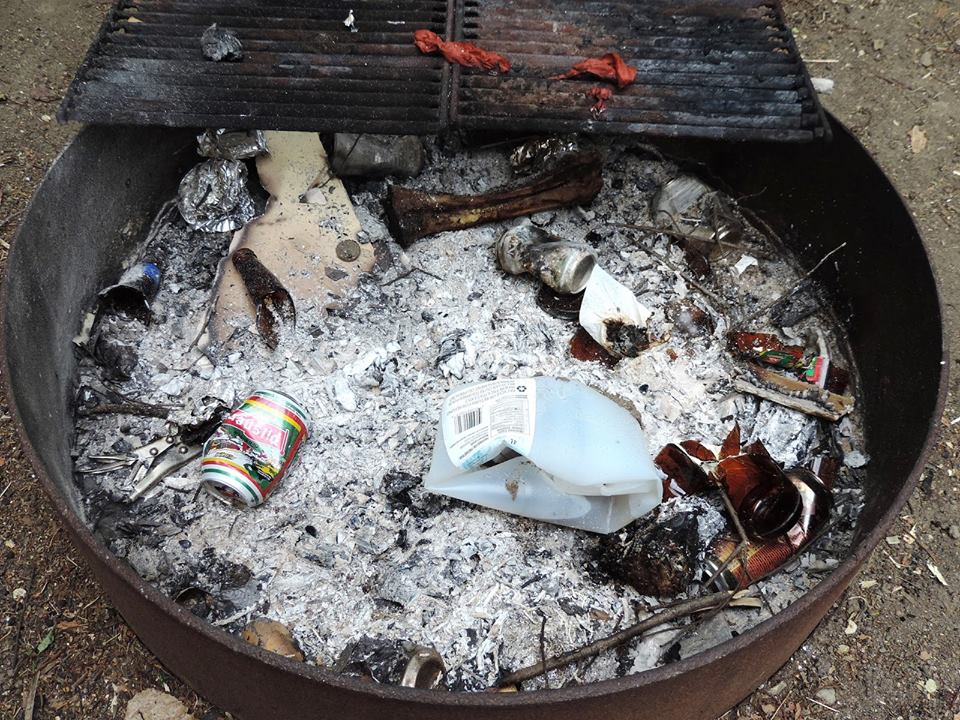 A fire ring left dirty like this is bad campground is bad campground etiquette.