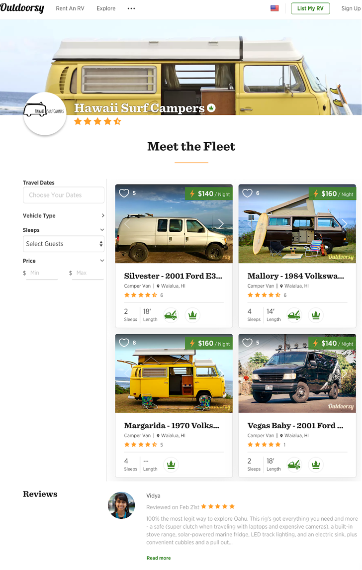 Hawaii Surf Camper Lucas Outdoorsy Pro RV Rental Oahu