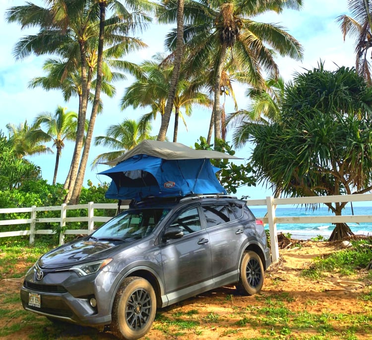 SUV with roof top tent