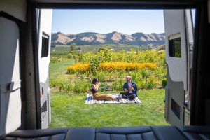 Campervan in a vineyard