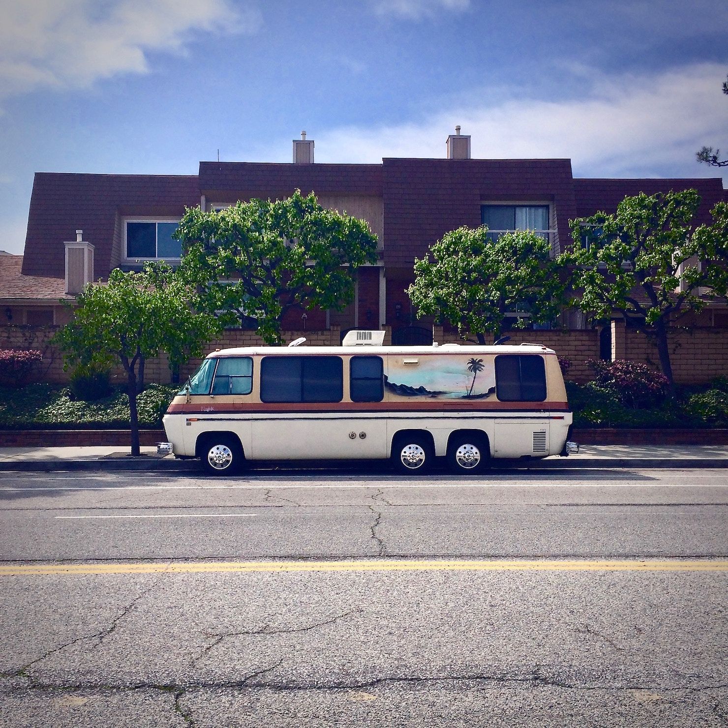RV in a parking lot | Outdoorsy RV Rental Marketplace