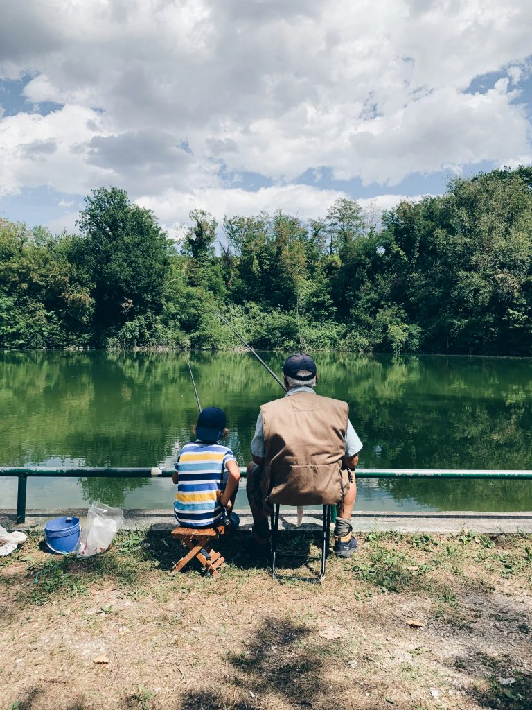Grandpa and Grandson fishing