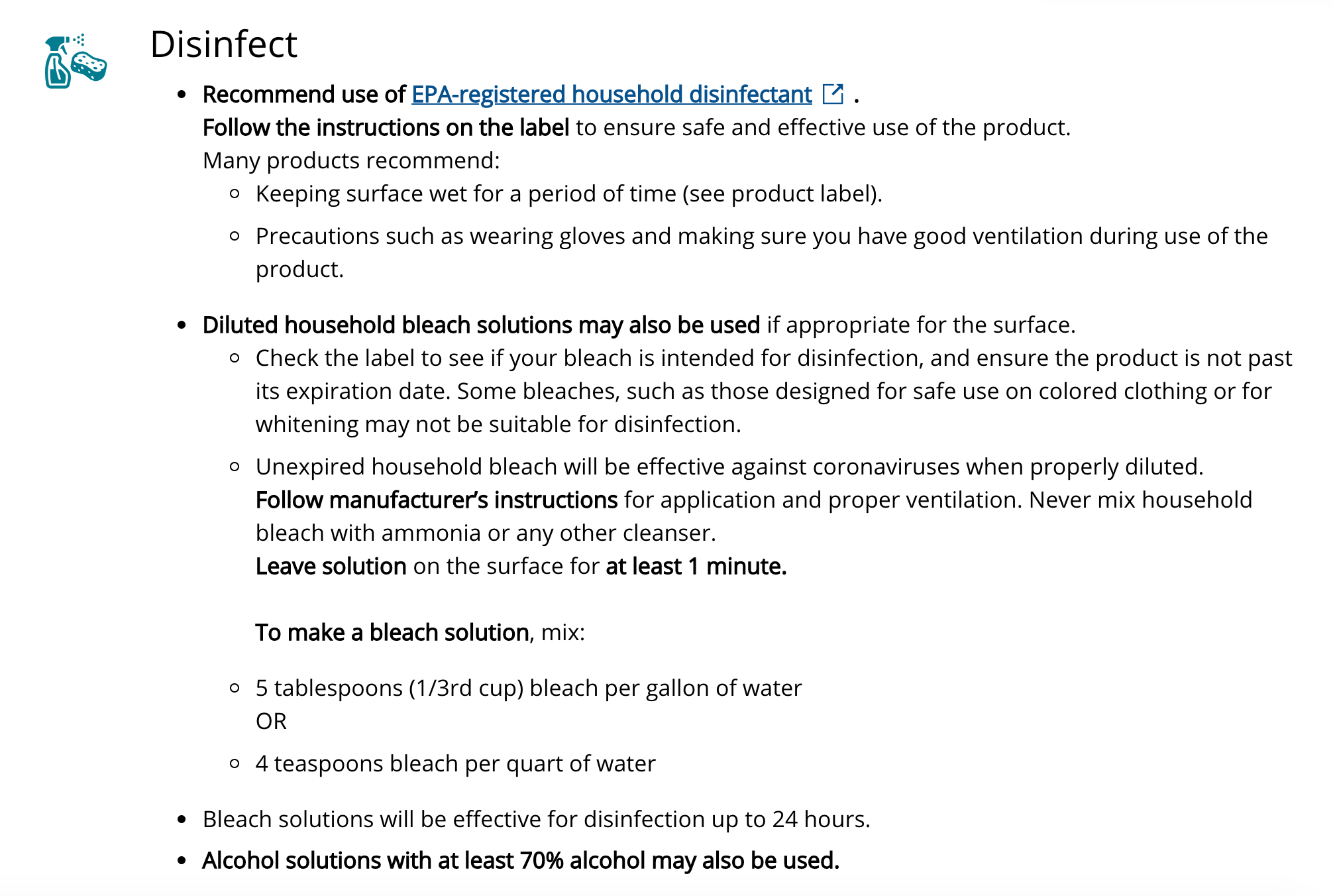 cdc disinfection guidelines