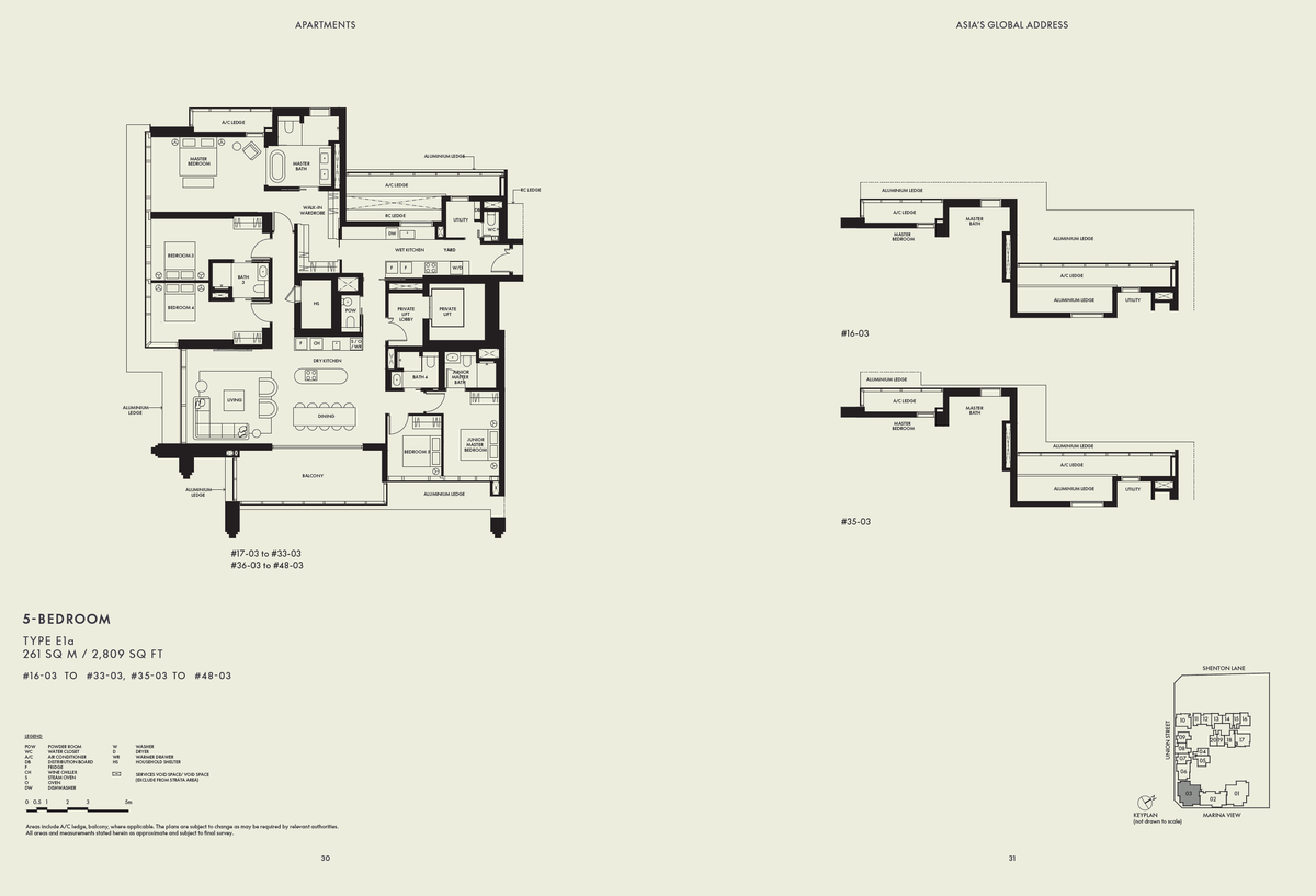 W Residences Marina View - Singapore 滨海景苑 E1a floor plan