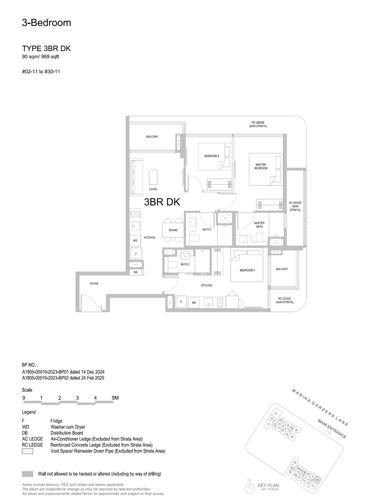 One Marina Gardens 3BR DK floor plan