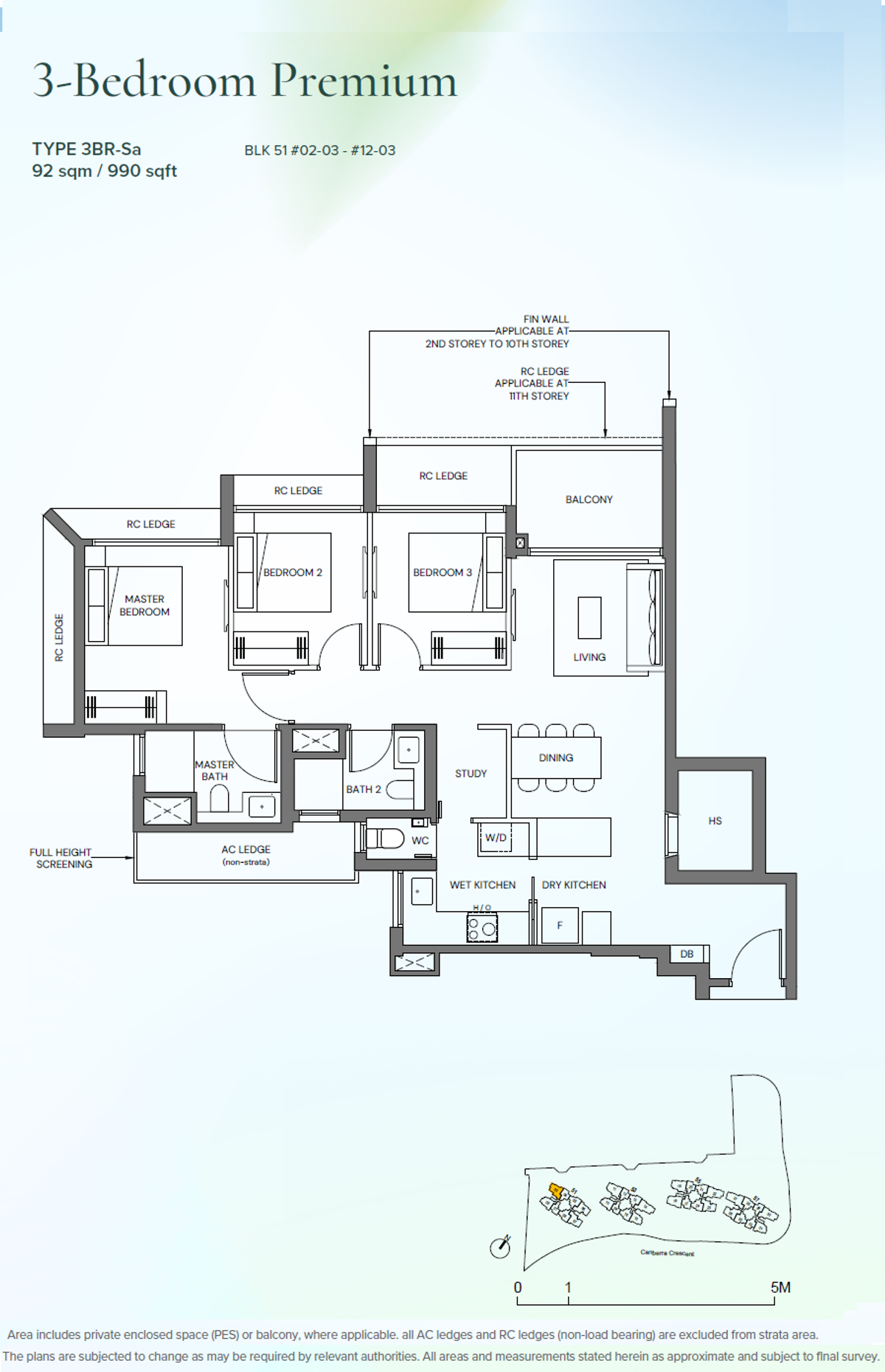 Canberra Crescent Residences 3BR-Sa floor plan